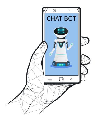 Cep telefonu uygulamasında sohbet robotu robot vektörü