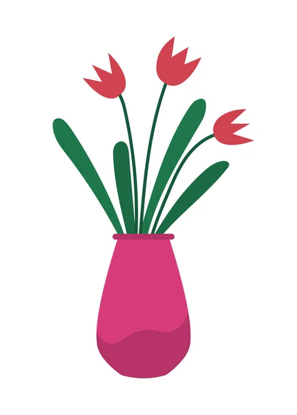 Planta com Pétala e Folha em Vaso Vetor Flora —  Vetores de Stock
