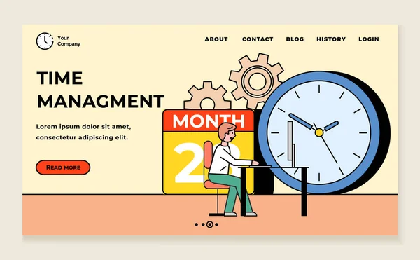 Business Time Management Landing Web Page Template — Stockvector