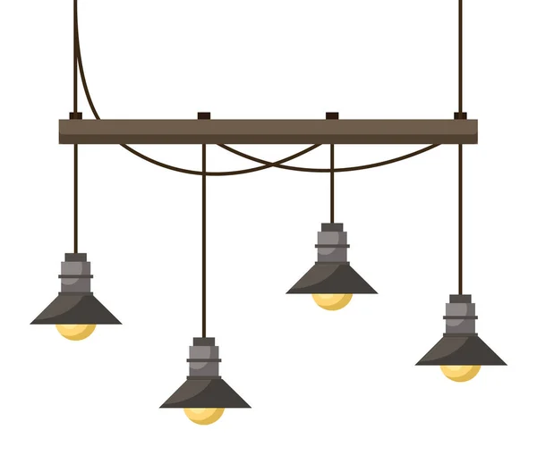 Chandelier to Illuminate Room, Four Light Bulbs — Stockvector