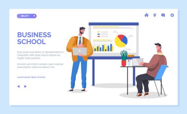 Education Online with Graph Business School Vector