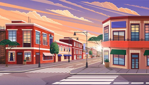 Street of town at morning — Stock Vector