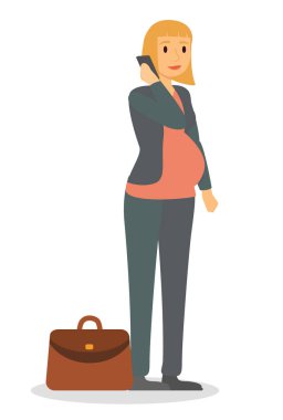 Pregnant Businesswoman Having Call with Partners