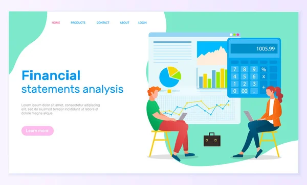 Business Statistics and Analysis Webpage Vector — Stockvektor