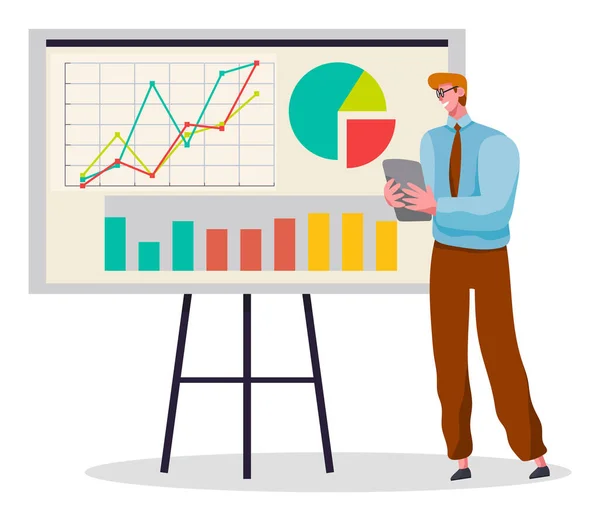 Arbetstagaren presenterar Diagram Rapport om styrelsen vektor — Stock vektor