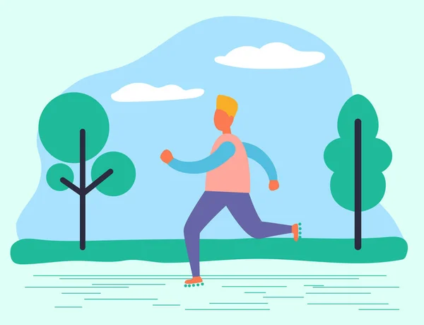 Jogger Esercizio nel parco Stile di vita sano dell'uomo — Vettoriale Stock