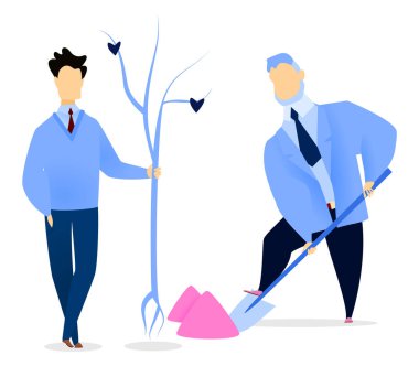 Businessman Digging Soil for Seedling Tree Vector
