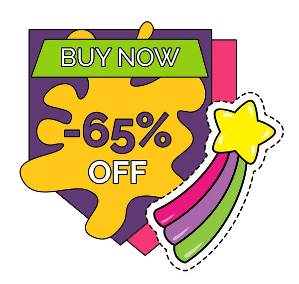 Buy Now Promotional Banner with 65 Percent Off — ストックベクタ