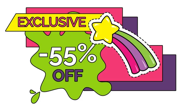 Exclusive Sticker 55 Percent Off Isolated Label — ストックベクタ