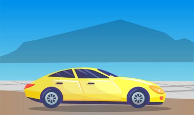 Vehicle Passing Natural or Urban Landscape Vector
