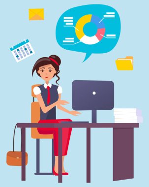 Secretary Sitting by Laptop, Calculator and Folder