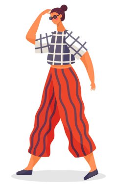 Woman Walk Alone in Sunny Weather, Seasonal Cloth