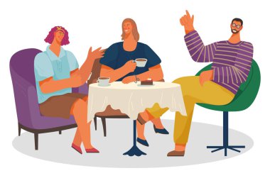 People with Coffee and Dessert Together Vector
