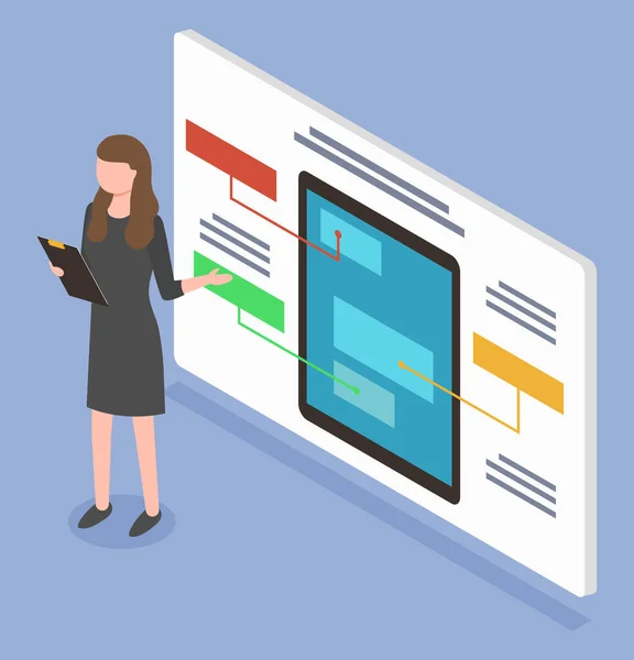 Woman Presenting Design of Mobile Application — Stock vektor