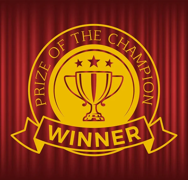 Prize of Champion Winner Badge Gold Award Vector — Stock vektor