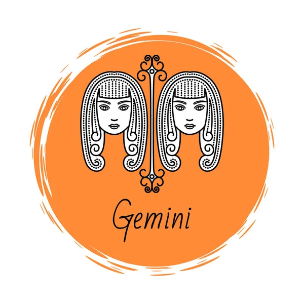 Gemini Zodiac Sign of Twins, Horoscope Astrology — Διανυσματικό Αρχείο