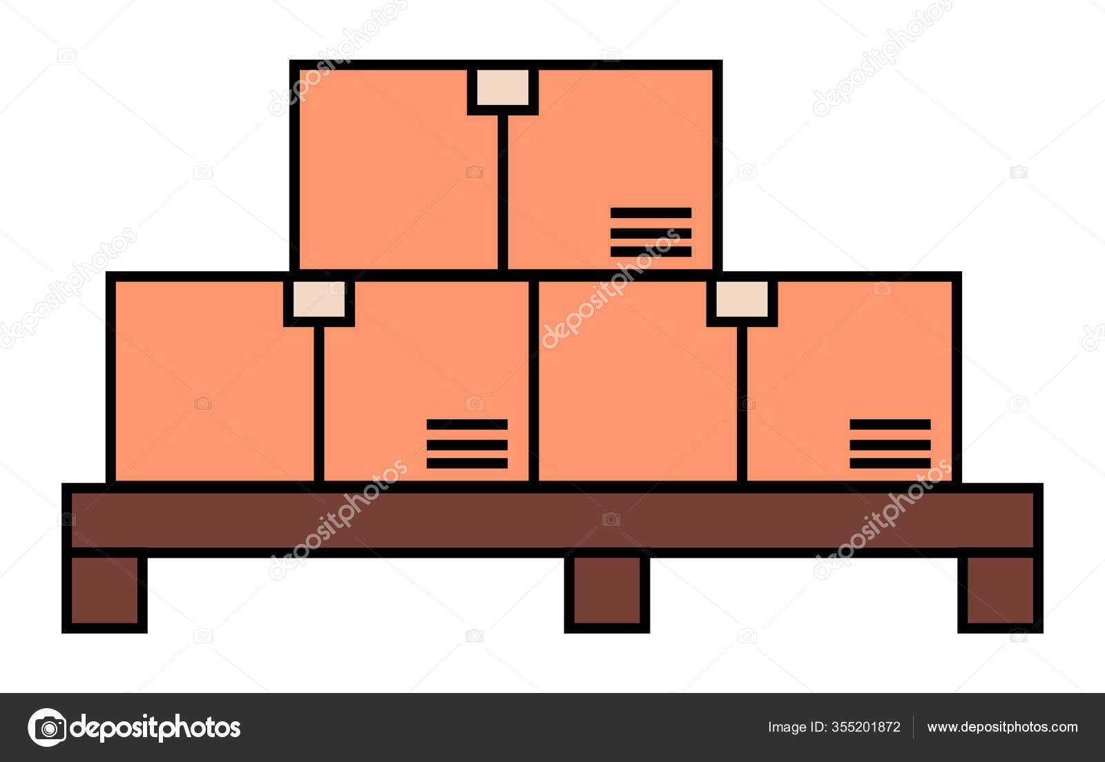 Cajas de cartón con compras, entrega de productos — Vector de stock