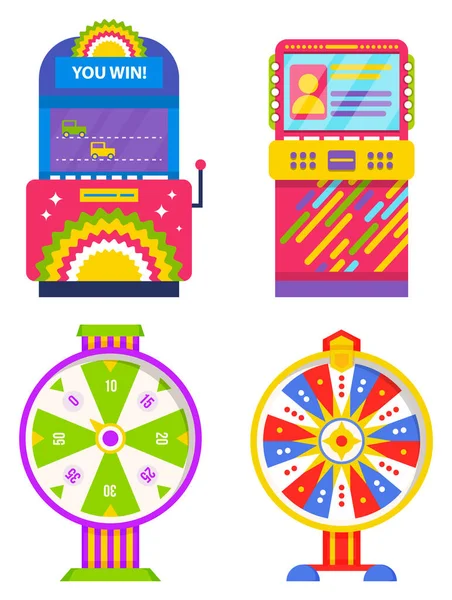 Game Machine and Fortune Wheel Gambling Device — Stock Vector