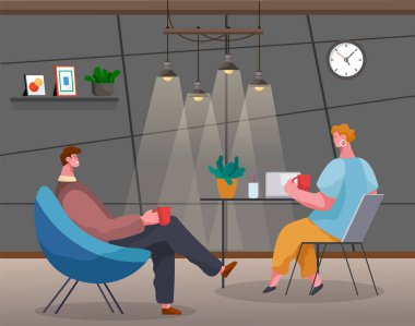 Conversation of Office Workers by Cup of Coffee