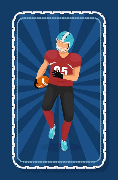 Man Running with Ball, Player of American Football — Stockvector