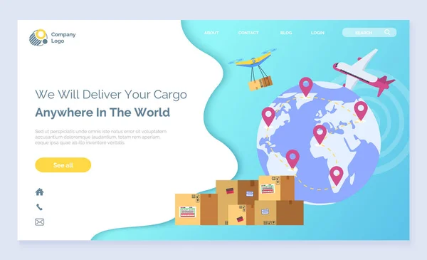 International Worldwide Delivery Landing Web Page — Stock vektor