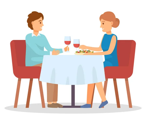 Парень и девушка на свидании Пьют вино — стоковый вектор