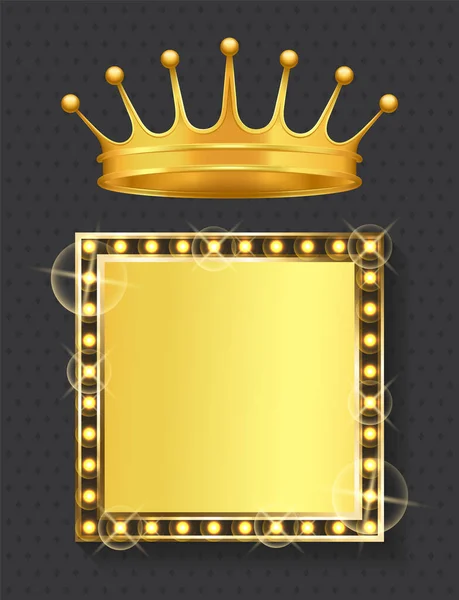 Crown and Retro Banner with Empty Space Frame