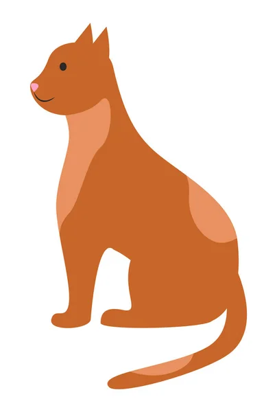 고양이 침착하게 앉아서 기다릴 때붉은 색 애완 동물 포즈 — 스톡 벡터