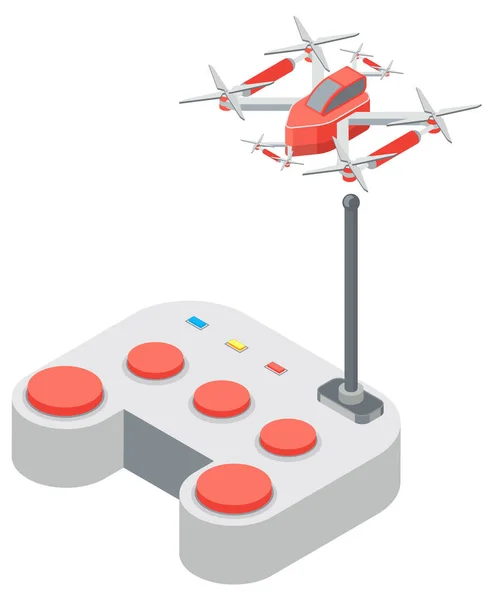 Quadcopter and Remote Controller, Drone Vector — Stock Vector