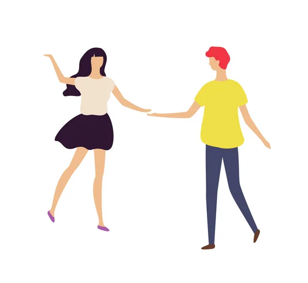 Ζευγάρι που χορεύουν μαζί, άντρας και γυναίκα στο κλαμπ — Διανυσματικό Αρχείο