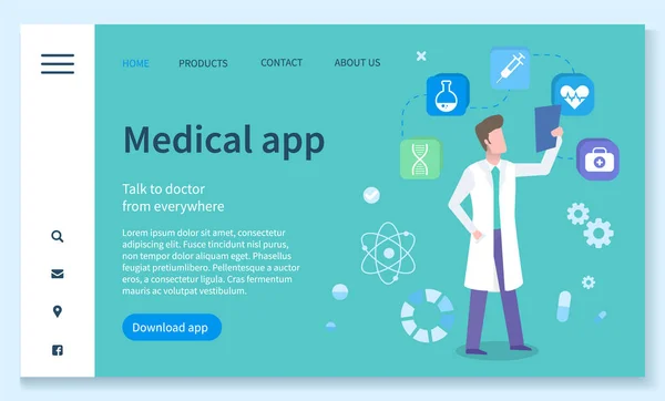 医療産業技術,医療アプリ — ストックベクタ