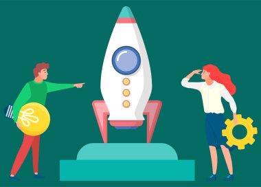 Roket Yakınındaki Fikir ve İş Araçları Olan İnsanlar