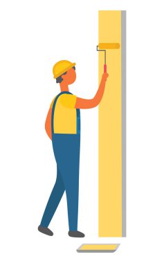 Duvarı tamir eden, Roller boyayan adam.