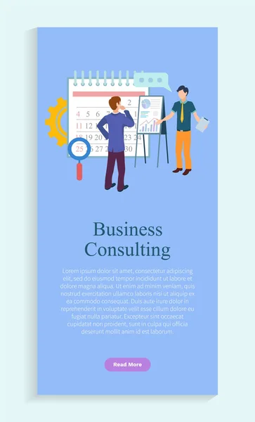Business Consulting Website Homem com Assistente — Vetor de Stock