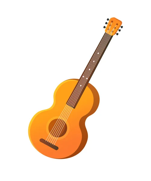 Guitarra acústica con cuerdas, Instrumento musical — Vector de stock