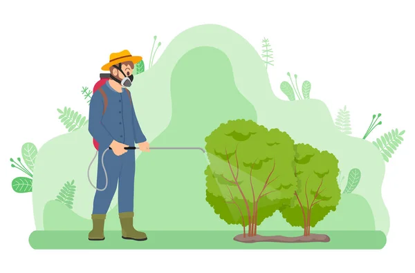 Jardinero Fertilizantes o golosinas Arbustos de insectos — Vector de stock