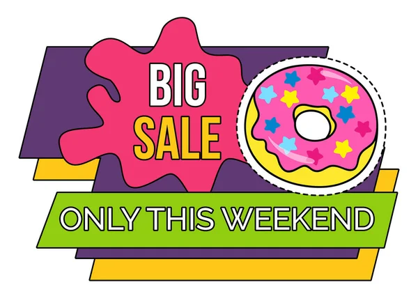 Grande venda apenas este fim de semana Donut em Path Vector — Vetor de Stock
