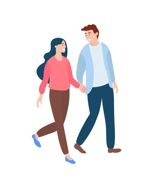 Пара ходьба и держание за руки, пара в любви — стоковый вектор