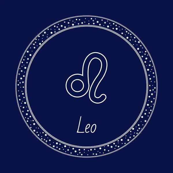 Leo Astrologi Zodiac Sign Isolerad i Circle, Lejon — Stock vektor