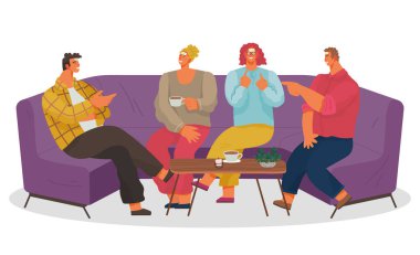 Kafe veya Kafe vektöründe Oyun Oynayan İnsanlar