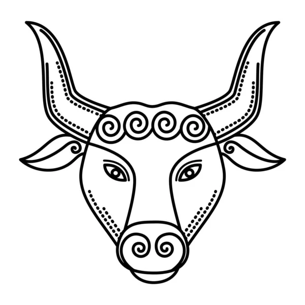 Знак Зодиака Телец, Символ Быка, Контур Животного — стоковый вектор