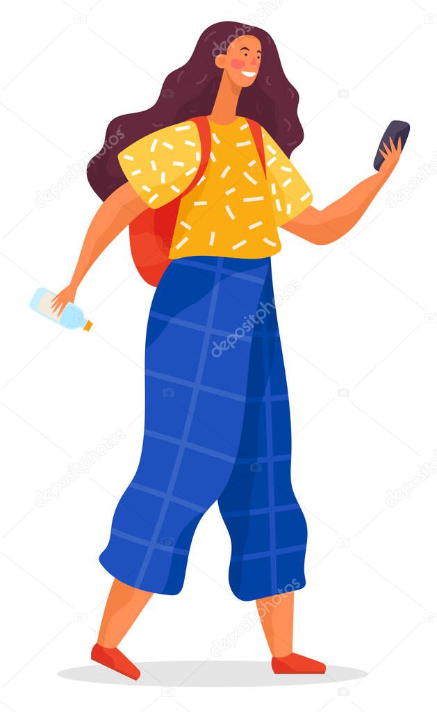 Girl with Smartphone in Summer Casual Clothes