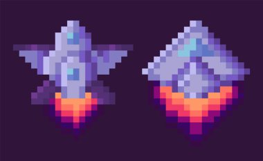 Piksel Oyun Uzay Gemisi Taşımacılık Yüzen Seti