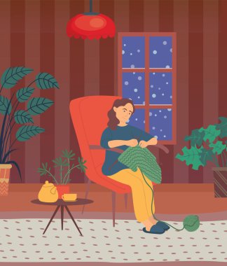 Örgü Kadın, Bayan Kış Vektörü.