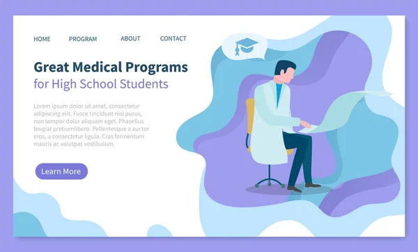 Educación Médica para la Escuela Secundaria Vector en línea — Vector de stock