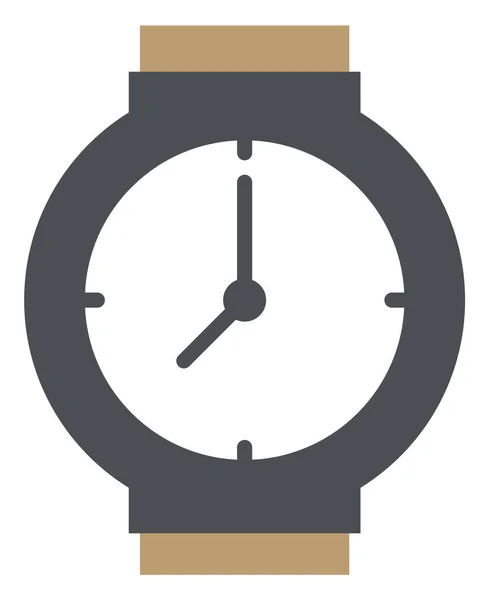 Relógio de pulso com Brown Strap Isolated Vector Image — Vetor de Stock