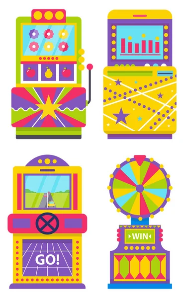 Set of Colorful Game Machines, Arcades Vector — Stock Vector