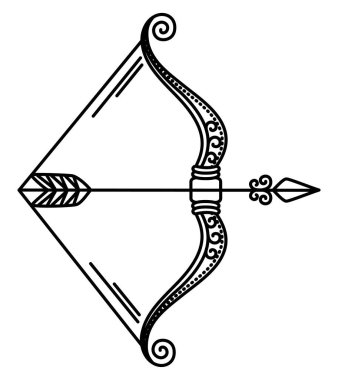 Zodiac Sagittarius Sign, Symbol of Bow and Arrow clipart