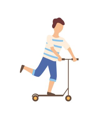 Scooter Üzerinde Dengelenen Çocuk, Kentsel Etkinlik Vektörü