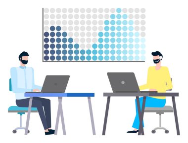 Kulaklıklı Adam, Danışmanlar Bilgisayarlar üzerinde çalışıyor